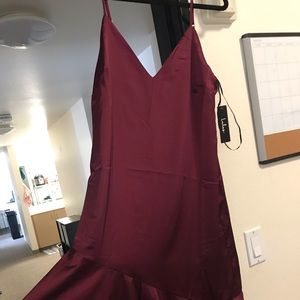 Wine Asymmetrical Dress